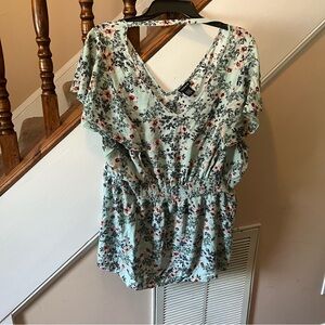 Torrid Floral Flutter Sleeve Smocked Top